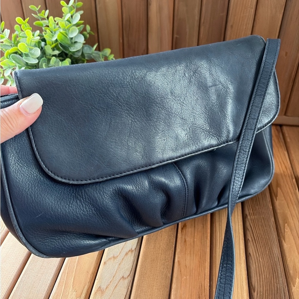 Berman’S Leather Slouchy Crossbody Clutch Made in Hong Kong